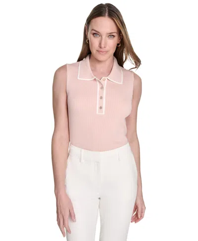 Tommy Hilfiger Women's Contrast-tipped Sleeveless Polo Top In Multi