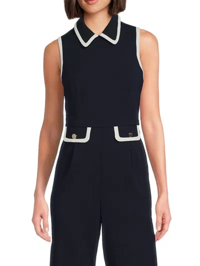 Tommy Hilfiger Women's Contrast Tipped Top In Navy Ivory