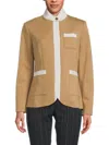 Tommy Hilfiger Women's Contrast Trim Jacket In Tan