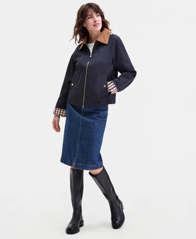 Tommy Hilfiger Women's Corduroy-collar Barn Jacket In Blue