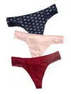 Tommy Hilfiger Women's Cotton & Lace Thong 3-pack In Multi