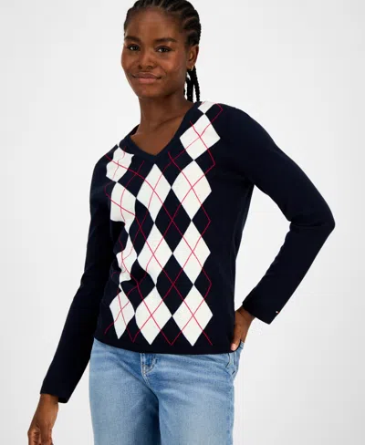Tommy Hilfiger Women's Cotton Arglye Ivy Sweater In Multi