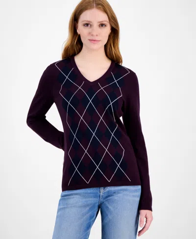 Tommy Hilfiger Women's Cotton Arglye Ivy Sweater In Multi