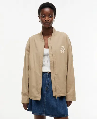 Tommy Hilfiger Women's Cotton Bomber Jacket In Brown