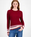 Tommy Hilfiger Women's Cotton Cable Knit Sweater In Red