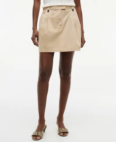 Tommy Hilfiger Women's Cotton Chino Pleated Mini Skirt In Gentle Gold
