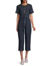 Tommy Hilfiger Women's Cotton Denim Zip Jumpsuit In Dark Blue