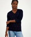 Tommy Hilfiger Women's Cotton Heart V-neck Sweater In Blue