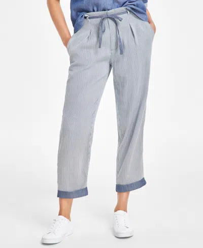 Tommy Hilfiger Women's Cotton High-rise Tie Pants In Indigo