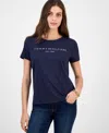 Tommy Hilfiger Women's Cotton Logo Crewneck T-shirt In Blue