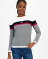Tommy Hilfiger Women's Cotton Logo Striped Sweater In Multi