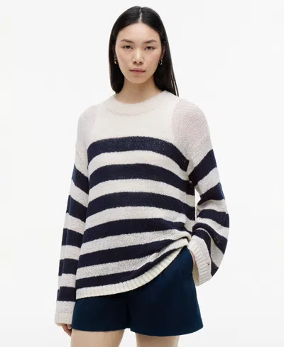 Tommy Hilfiger Women's Cotton Nautical Stripe Sweater In White