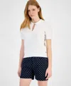 Tommy Hilfiger Women's Cotton Scalloped-stripe Keyhole Polo