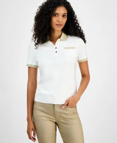 Tommy Hilfiger Women's Cotton Shine-collar Polo Top In White
