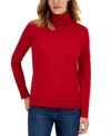Tommy Hilfiger Plus Size Long Sleeve Knit Turtleneck Top In Scarlet
