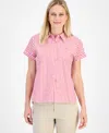 Tommy Hilfiger Women's Cotton Striped Cuffed-sleeve Shirt