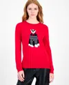 Tommy Hilfiger Women's Cotton Sunglasses Bear Crewneck Sweater In Red