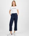 Tommy Hilfiger Women's Cotton Tie-front Ankle Pants In White