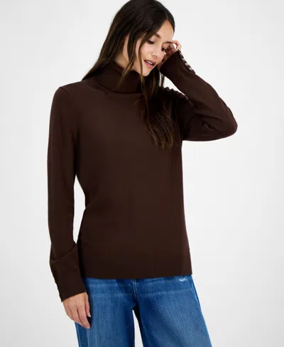 Tommy Hilfiger Women's Cotton Turtleneck Sweater In Animal Print