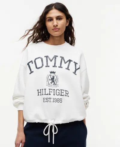 Tommy Hilfiger Women's Cotton-blend Round Neck Sweatshirt In Sand