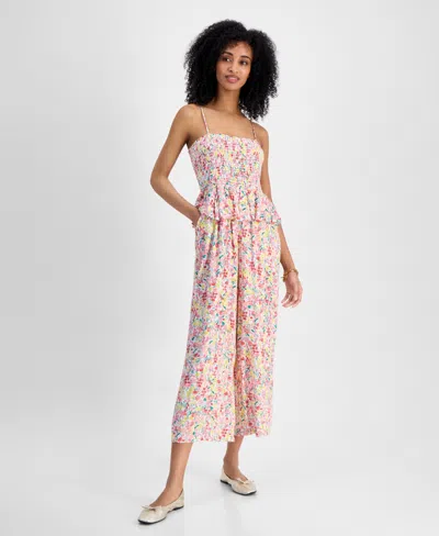 Tommy Hilfiger Women's Country Flair Peplum Jumpsuit In Ivory Multi