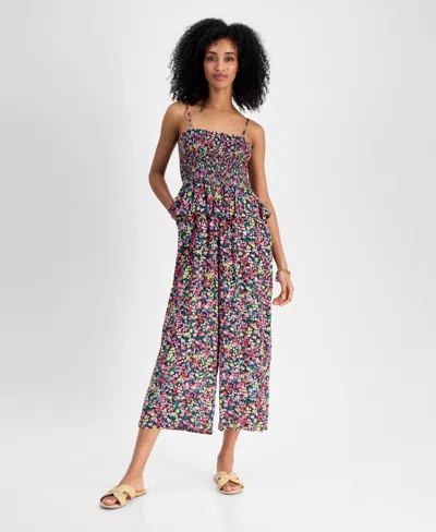Tommy Hilfiger Women's Country Flair Peplum Jumpsuit In Sky Captain Multi