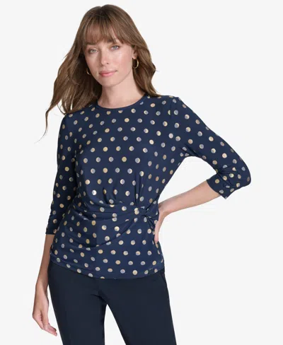 Tommy Hilfiger Women's Crew Neck Moondance Dot Top In Multi
