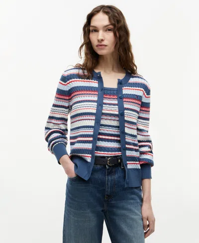 Tommy Hilfiger Women's Crewneck Cable Knit Sweater In Blue