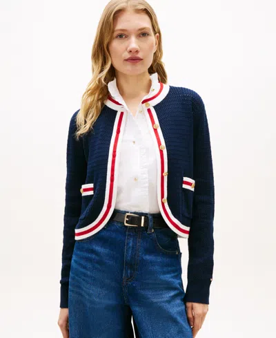 Tommy Hilfiger Women's Crewneck Cardigan Sweater In Blue