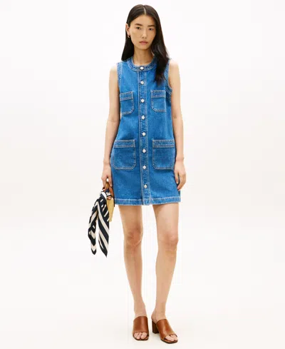 Tommy Hilfiger Women's Crewneck Mid-blue Denim Mini Dress