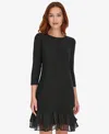 Tommy Hilfiger Women's Crewneck Ruffle Hem Dress In Black