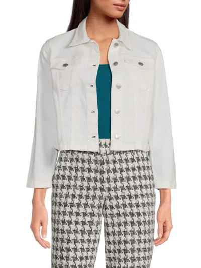 Tommy Hilfiger Women's Cropped Denim Jacket In Bright White
