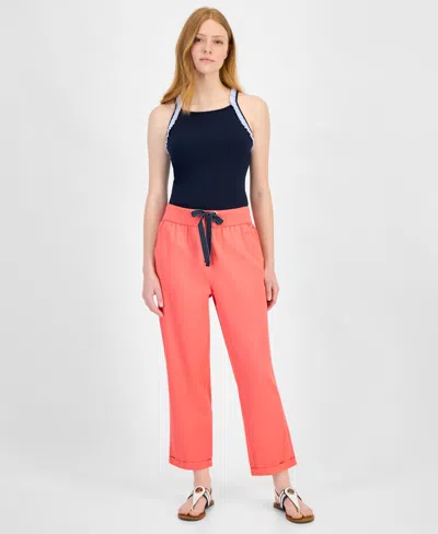 Tommy Hilfiger Women's Cropped Pull-on Utility Pants In Sherbert