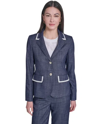 Tommy Hilfiger Women's Crosshatch Notch Collar Blazer In Multi