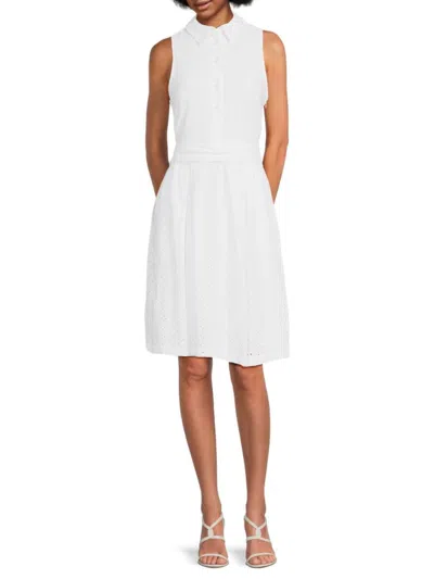 Tommy Hilfiger Women's Daisy Eyelet Shirt Dress In White