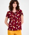 Tommy Hilfiger Women's Daisy Lace-up Ruffled Blouse In Burgundy
