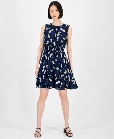 Tommy Hilfiger Women's Daisy-print Smocked-waist Dress In Multi