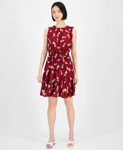 Tommy Hilfiger Women's Daisy-print Smocked-waist Dress In Multi
