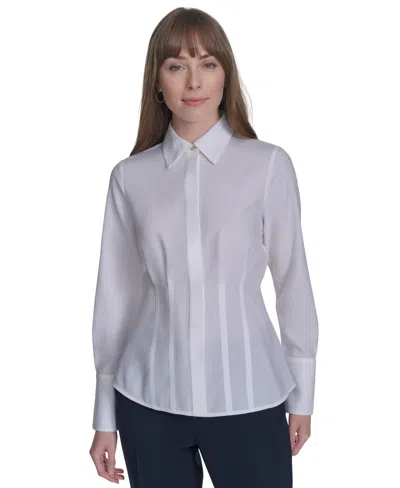Tommy Hilfiger Women's Darted Long-sleeve Blouse In Bright White