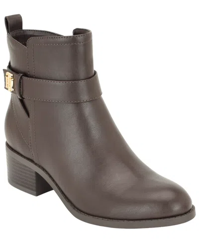 Tommy Hilfiger Deale Faux Leather Bootie In Brown