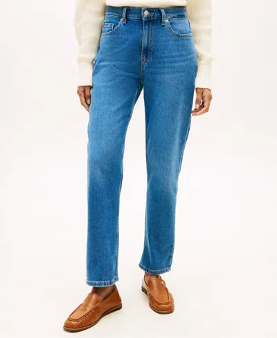 Tommy Hilfiger Women's Denim Mid Blue Classic Straight-leg Jeans