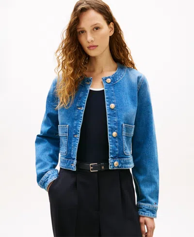 Tommy Hilfiger Women's Denim Mid Blue Pocket Lady Jacket
