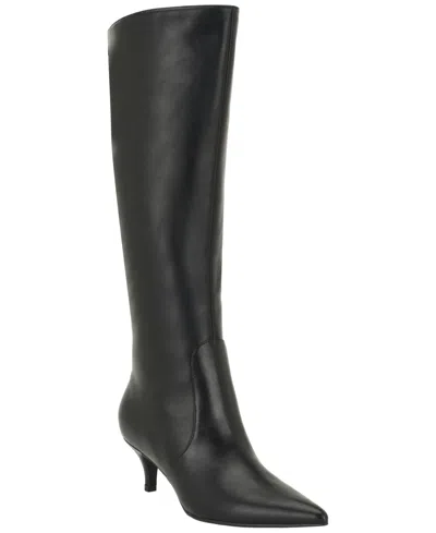 Tommy Hilfiger Women's Derisa Kitten Heel Tall Dress Boots In Black