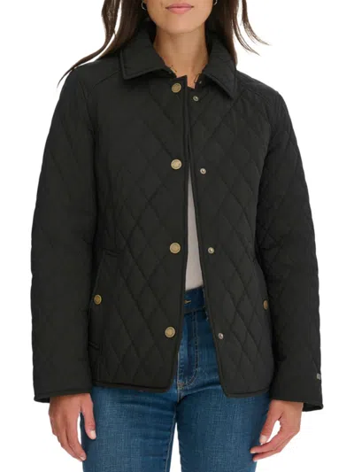 Tommy Hilfiger Women's Diamond Quilt Transitional Jacket In Black