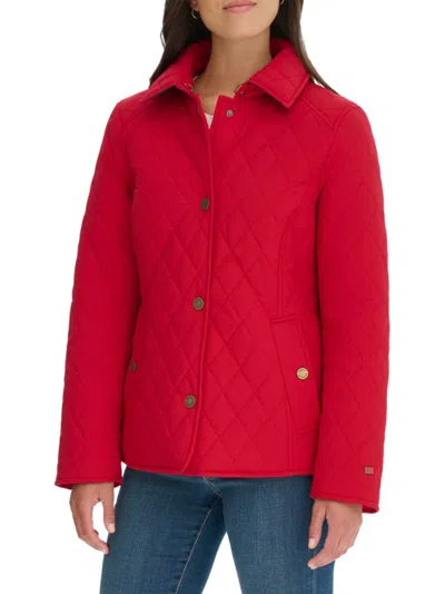 Tommy Hilfiger Women's Diamond Quilt Transitional Jacket In Crimson