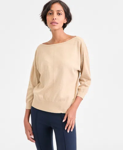 Tommy Hilfiger Women's Dolman-sleeve Boat-neck Shine Sweater In Neutral
