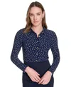 Tommy Hilfiger Women's Dot-print Long-sleeve Knit Blouse In Blue