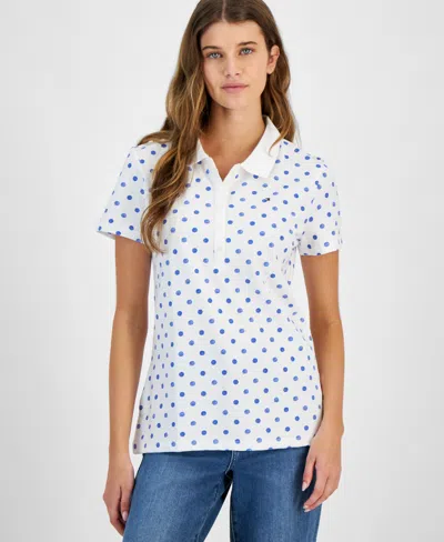 Tommy Hilfiger Women's Dot Print Short Sleeve Polo Shirt In Prov Multi