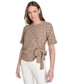 Tommy Hilfiger Women's Dot-print Tie-waist Short-sleeve Top