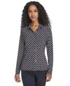 Tommy Hilfiger Women's Double Dot Knit Button-up Top In Black